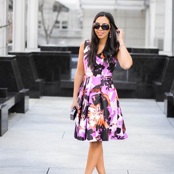 London Times Floral A Line Dress - Picture 4 of 5